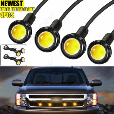 4X Car Front Grille Lights Amber Lighting Grill Led Light Warning Lamp Universal