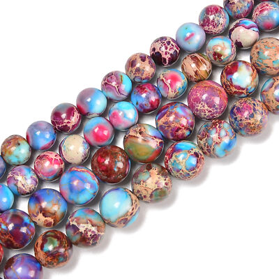 Purple Galaxy Imperial Sediment Jasper Smooth Round Beads 4mm 6mm 8mm 10mm 12mm
