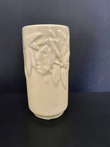 Vintage 1940's NELSON MCCOY POTTERY Yellow Butterfly 6" H  Cylinder Round Vase