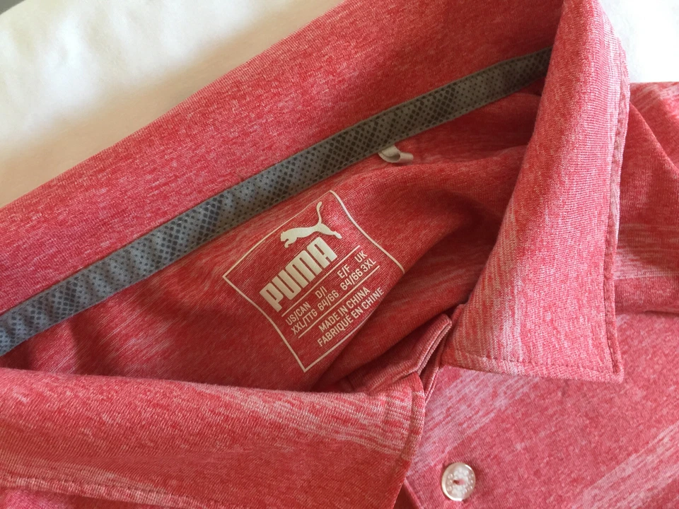 Camisa Puma 2XL XXL Roja Clara a Rayas Para Hombre S/S Polo Manga Corta S/S Dry Cell Foto 4 de 4