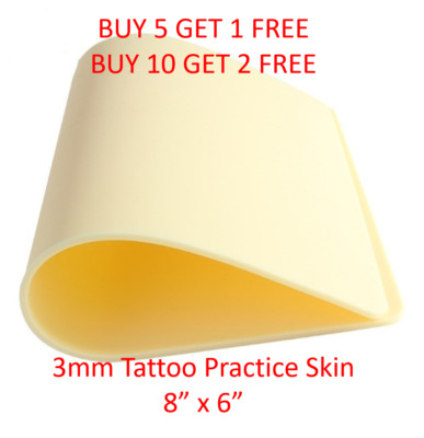 Tattoo 3mm Thick Practice Skin Fake Skin Blank Sheets 8'' x 6'' 