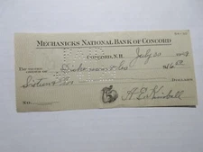 Mechanicks National Bank of Concord New Hampshire 1929 cancelled check