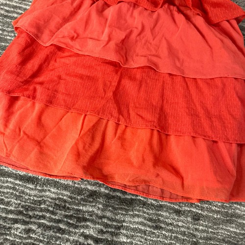Wet Seal Womens Mini Dress Strapless Tiered Ruffle Salmon Pink Red Ruffle - Picture 2 of 9