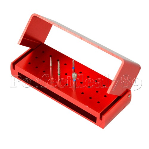 Bloque soporte fresas dentales 30 agujeros caja desinfección aluminio autoclave 5 colores - Imagen 16 de 32