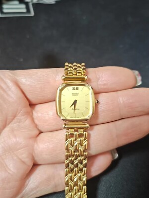 SEIKO Vintage Quartz Small Square Candy Women's Gold Watch