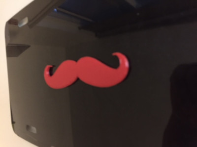 Moustache  in  3d -  Black with RED  License plate INSERT - Sassy Classy