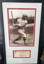 Zack Wheat HOF Framed Photo AUTOGRAPH 1963 Check AUTO JSA Brooklyn Dodgers
