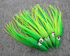 LOT OF 10 Hoochie Squid Skirts Un Rigged Fishing Lures 4 3/4" - Green/Chartreuse