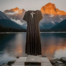 Haokeke Black Tiered Dress Small NWT Elastic Waist