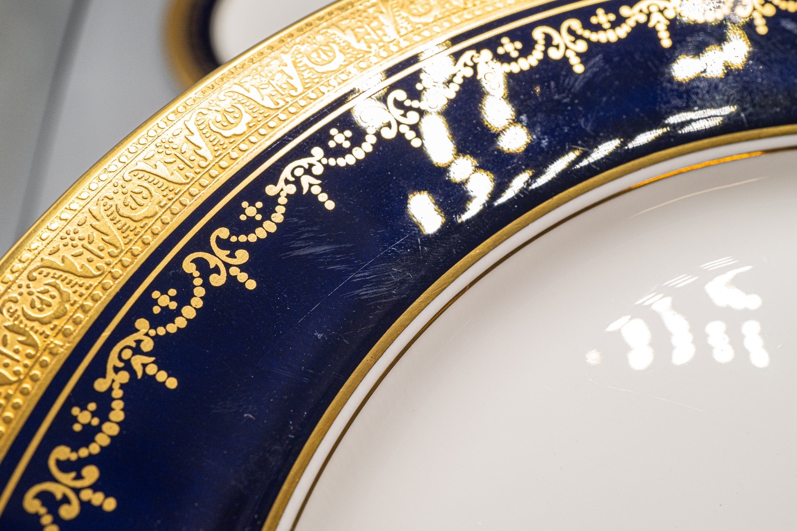 Aynsley Georgian Cobalt Blue Dinner Plates Set of 11 -10 1/2" -FREE USA SHIPPING