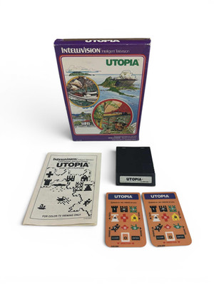 Utopia Intellivision 1982 CIB Complete Box Manual Overlays Tested Working