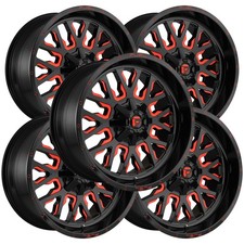 Set-5 Fuel D612 Stroke 20x10 5x4.55x5 -18mm Blackred Wheels Rims 20 Inch