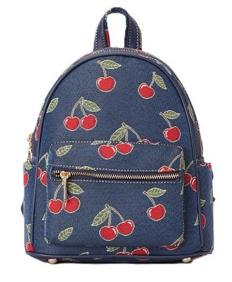 Signare Cherry Tapestry Casual Daypack Rucksack Backpack Tasche Blau Navy London