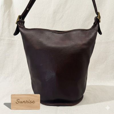 Old COACH 9085 Brown Leather Duffle Feed Bucket Sac Crossbody