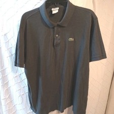 Vtg. Lacoste Polo Shirt Mens Size 8 Solid Dark Gray/Black Short Sleeve Classic  