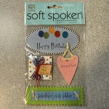 Soft Spoken Embellishments Me & My Big Ideas “ HAPPY BIRTHDAY “ Stickers - NIP