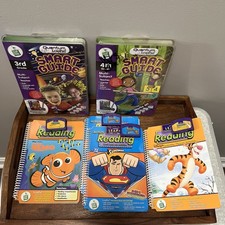 Lot of 6 LeapFrog LeapPad and Cartridges and Books Lot