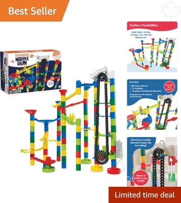 Motorized Marble Run 110-Piece Building Set with 82 Tracks and 15 Marbles