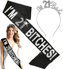 21st Birthday Gift Set, Im 21 Bitches Sash, Headband, Party Supplies, Women