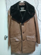 Vtg Mens Leather Jacket Sears Sz 40  Brown Lined The Leather Shop 3 Button