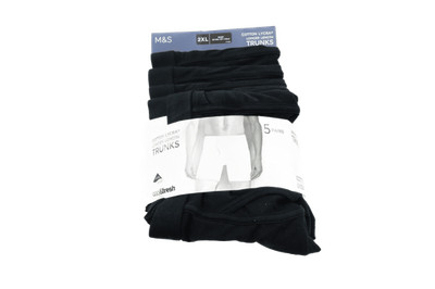 Marks & Spencer Men's 2XL Black Cotton Lycra Boxer Brief 5 Pack New