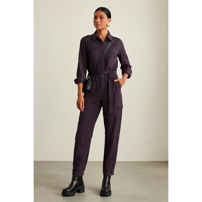 New Burning Torch Belted Jumpsuit Purple Utility Long Sleeve Made in USA XXS