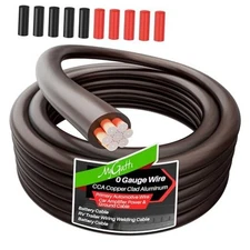 0 Gauge Wire Copper Clad Aluminum, Primary Automotive Wire, 1/0 Car 25FT Black