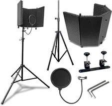 AxcessAbles Large Vented Recording Studio Microphone Isolation Shield w/ Stand