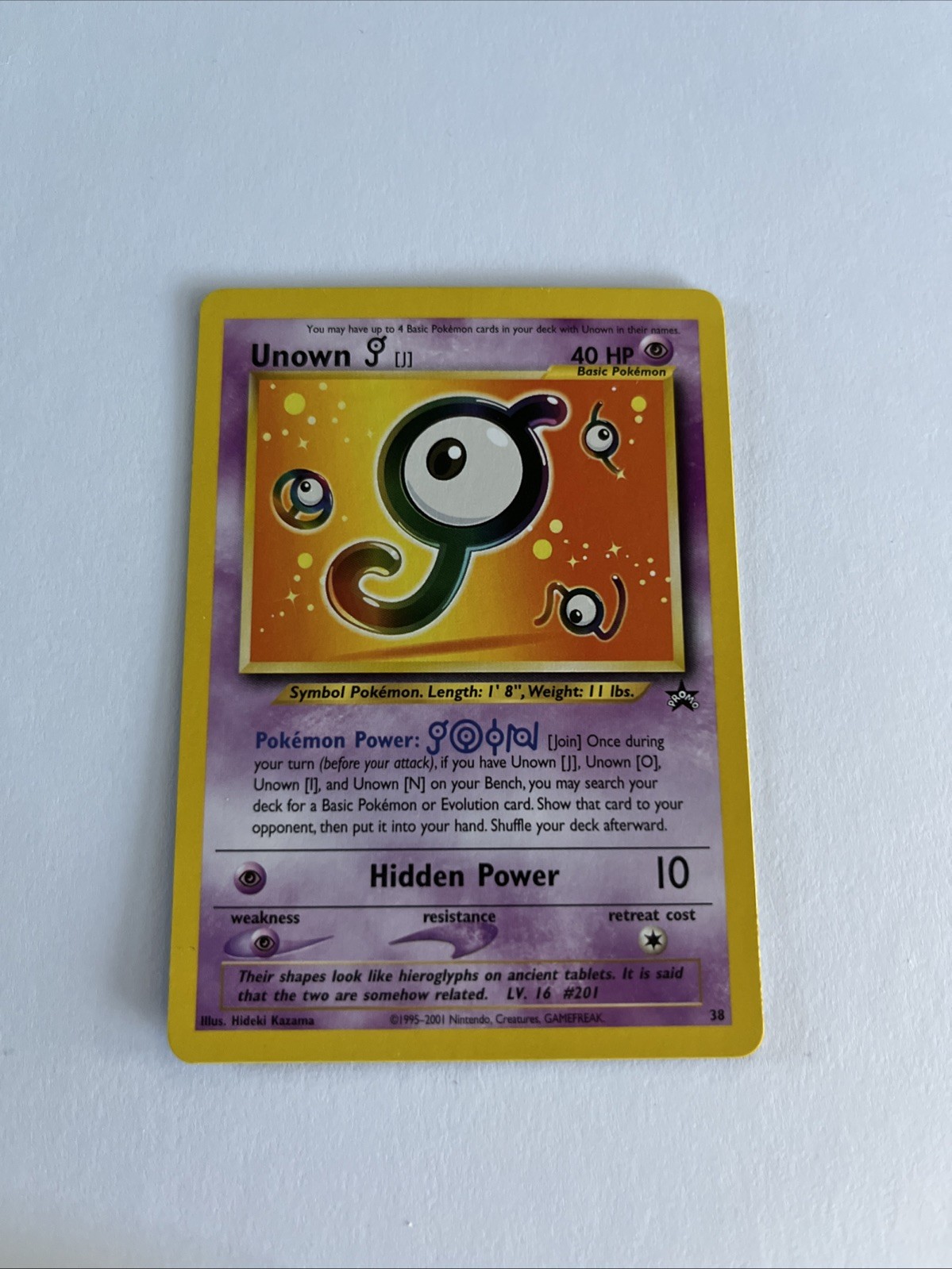 Unown 38 Black Star Promo Non Holo Pokemon Trading Card 2001 Rare LP/NM