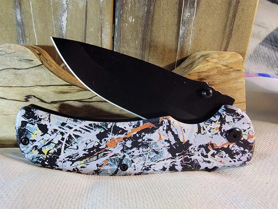 Navaja de bolsillo Blood Splatter Zombie Killer con hoja de acero inoxidable EDC Foto 4 de 4