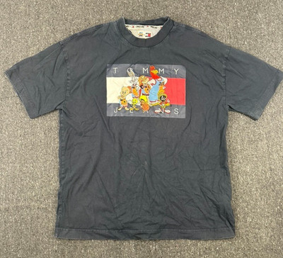 Tommy Hilfiger x Space Jam Mens T-Shirt Blue Bugs Bunny Tweety Bird Size L