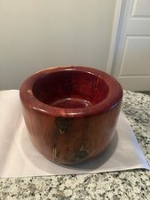 Hand Turned Cedar Wood Bowl Signed  Dated  Large Rustic Artisan Turned Bowl