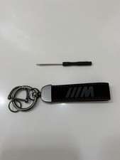 Bmw M Power Leather Keychain Black Red Stitch Gunmetal Car Key Ring Strap Fob