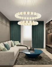 Modern Nordic Acrylic Glass Ball Chandelier Pearl Led Hanging Lamp for Staircase