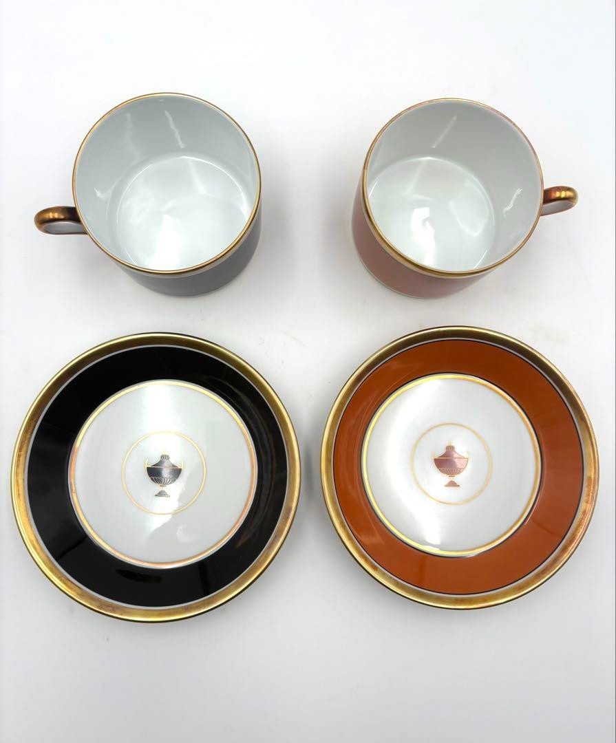 Richard Ginori Impero Onyx Black Impero Orange 2 Set USED