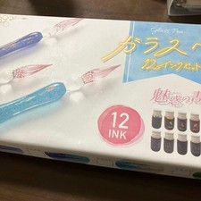 Glass pen set with 12 color ink for an enchanting writing experience e09618