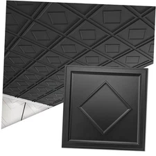  Decorative Drop Ceiling Tiles 2x2, Glue up Ceiling Panel Square in Black, 