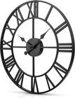 Large Black Roman Numeral Wall Clock Vintage Silent Battery-Powered Decor