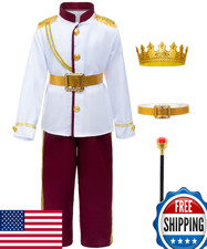 Boys Prince Charming Costume Royal King Outfit Party Cosplay Set Kids 8-9 Years