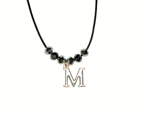 INITIAL "M" PENDANT NECKLACE (13 1/2"):  HAND-MADE JEWELRY BY T.L.C.