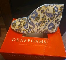 Dearfoams Memory Foam Woman's Slippers Blue Floral Pattern Size 5 - 6 S