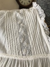Vintage Antique 1800 s 1900 s Cotton Lace Dressing Bed Gown Lingerie 44-52-60