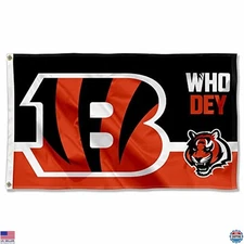 Cincinnati Bengals Who Dey 3x5 Foot Flag Banner for Indoor Outdoor Use