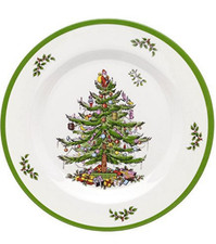 Spode Christmas Tree Melamine Salad Plates Set of 4 Green 8 in Holiday Xmas Dish