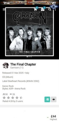 Garrison ~ Final Chapter *1 of 500* Lost UK Jewels AOR CD 2025 Melodic Rock