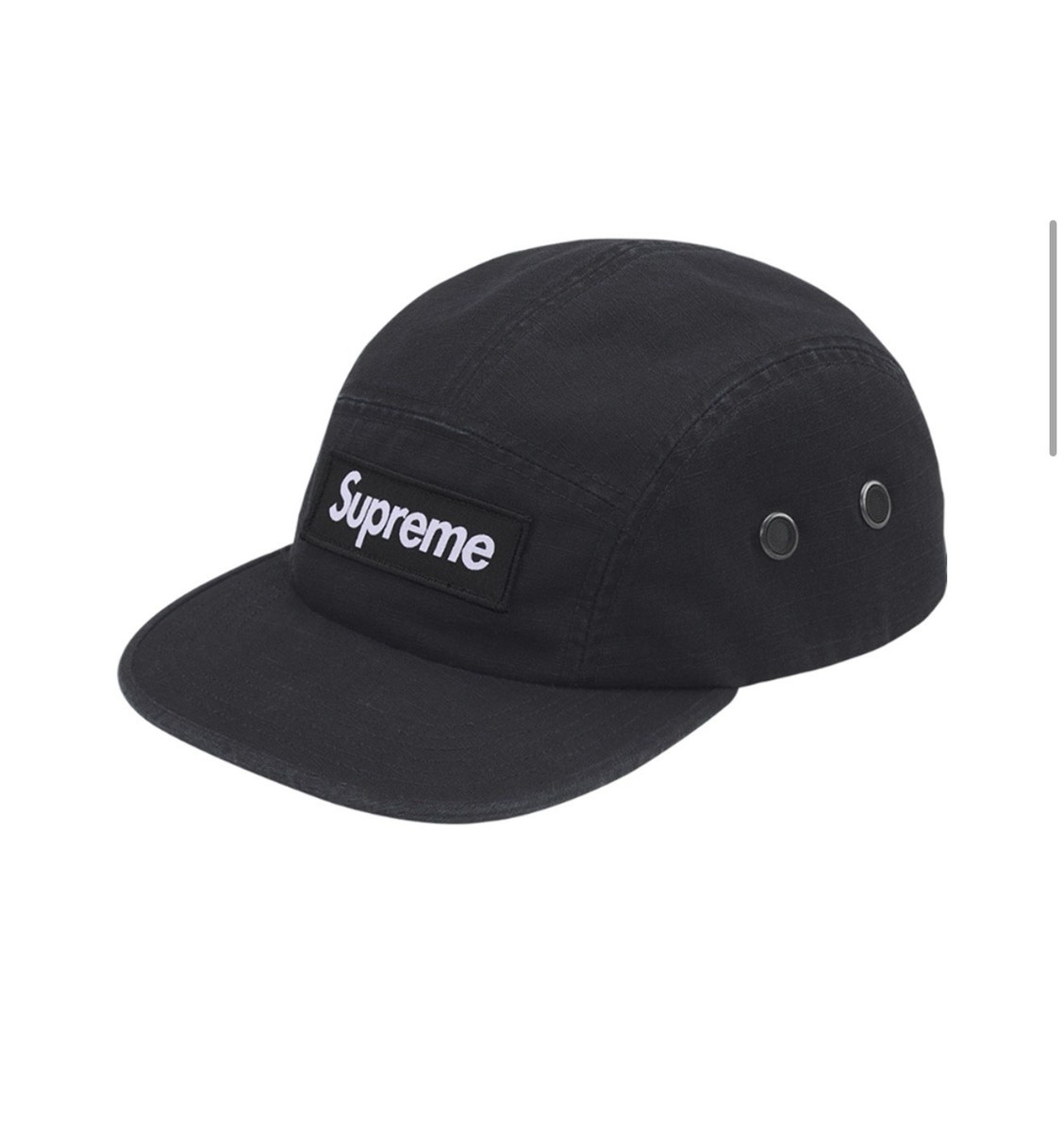 Supreme SS26 Military Graphic Logo Camp Cap Black Immediate Ship