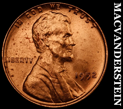 1952 Lincoln Wheat Cent-Choice Gem BU Red Lustrous No Reserve #i3828
