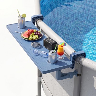 Poolside Bar For Above Ground Pool, Outdoor Pool Bar Table for Above-Ground R...