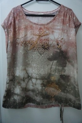 Taifun Shirt Tunika Rosa Beige Weiß Töne Blumen Stern Motiv Gr 44