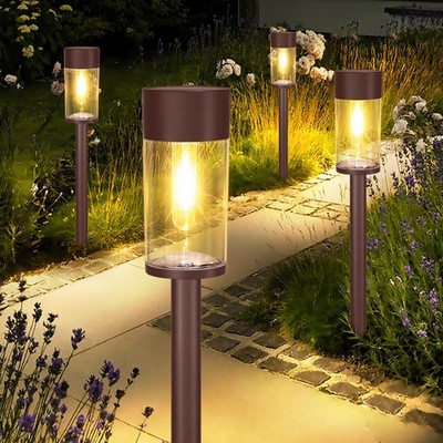 UME 10 Pack Solar Pathway Lights Outdoor, Bright Garden with Metal DesignIP65